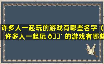 许多人一起玩的游戏有哪些名字（许多人一起玩 🐴 的游戏有哪些名字叫什么）